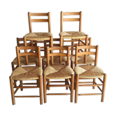 Set of 8 mulched chairs, 60s