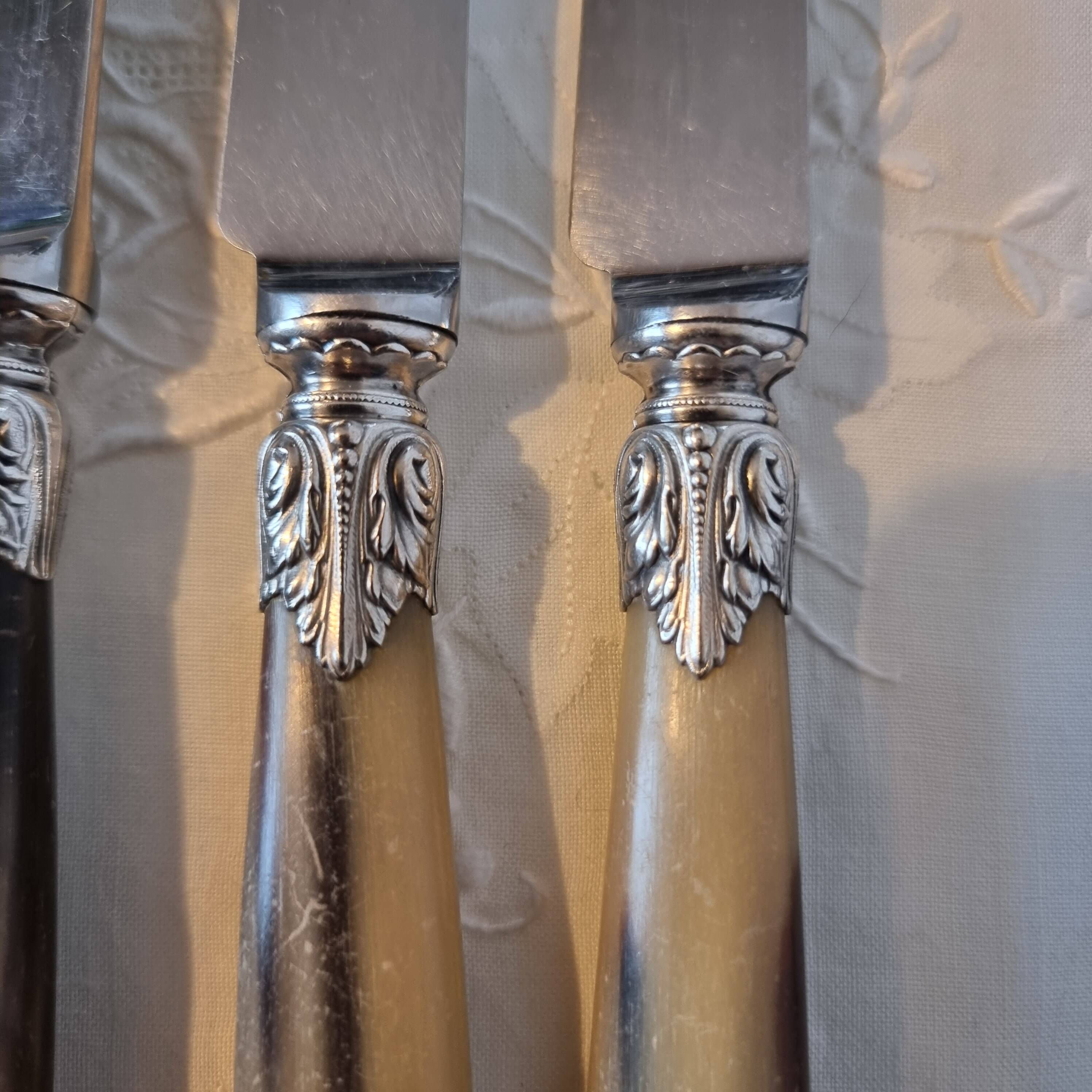 Exquisite set of twelve antique Art Nouveau knives (6+6)