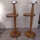 Vintage 1970 wooden pedestal ashtray with shelf