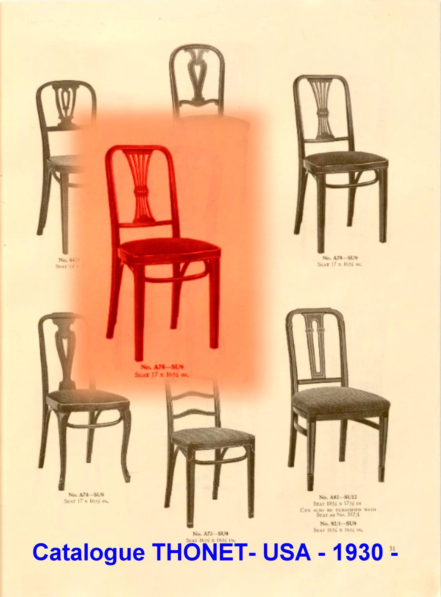 Set of 4 Art Deco chairs by Thonet, No. A78, circa 1930