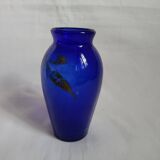 Vase en verre bleu