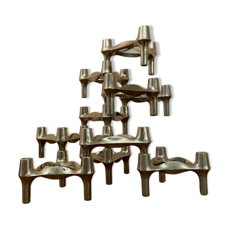 Set of 10 candle holders by Ceasar Stoffi and Fritz Nagel for Quist