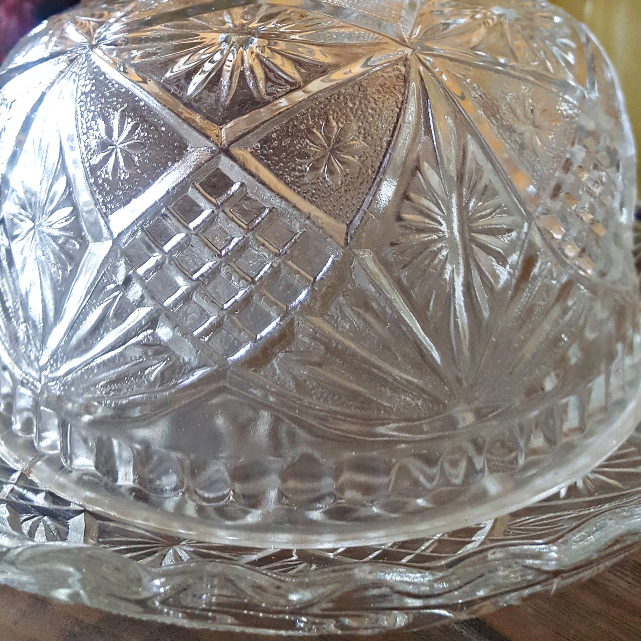 Chiseled glass bell and cheese or cake tray