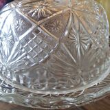 Chiseled glass bell and cheese or cake tray