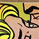 Original pop-art poster, reissue of Roy Lichtenstein's "Kiss v 1964".