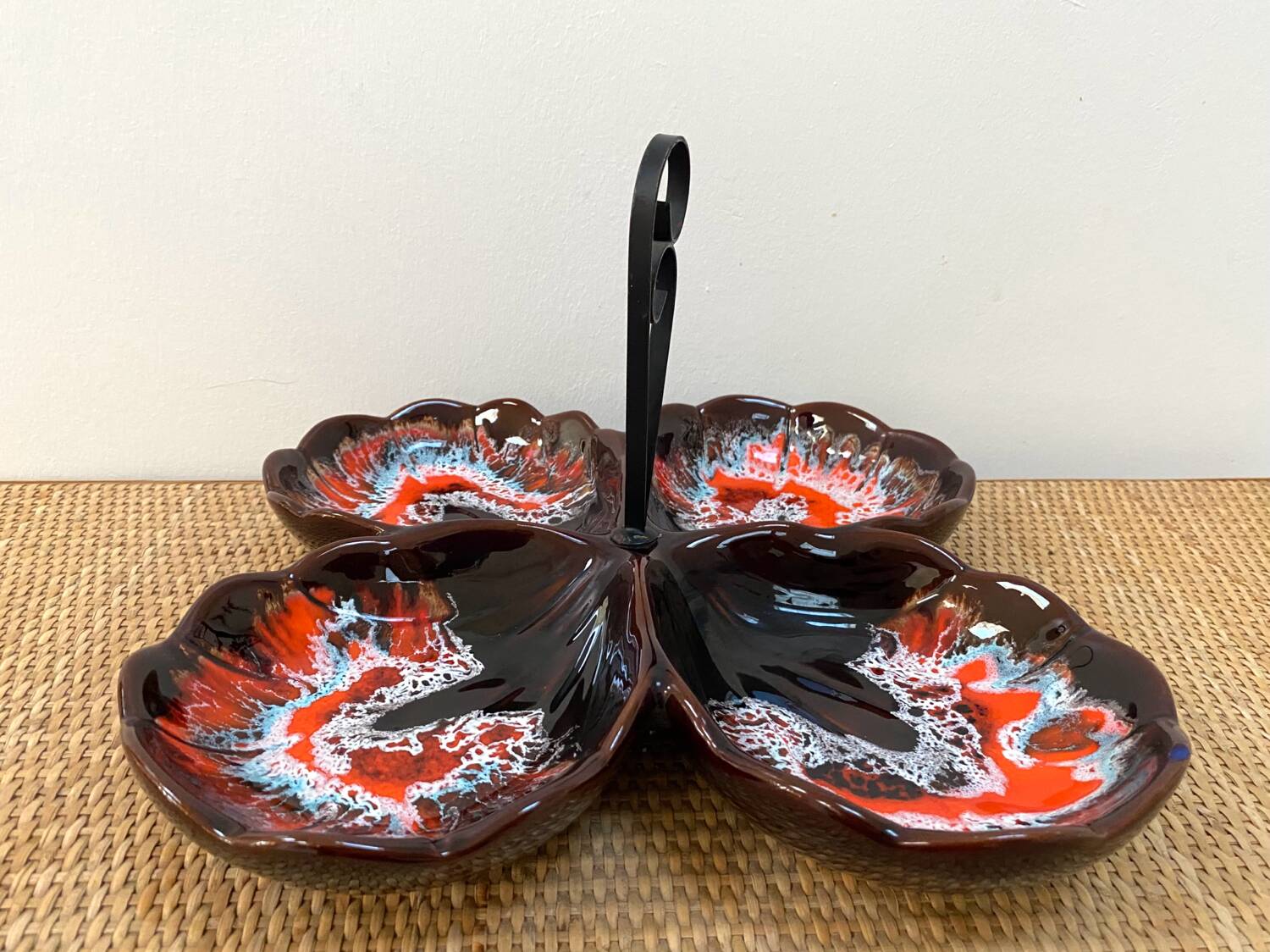 Ancien plat serviteur vintage style Vallauris - Années 70