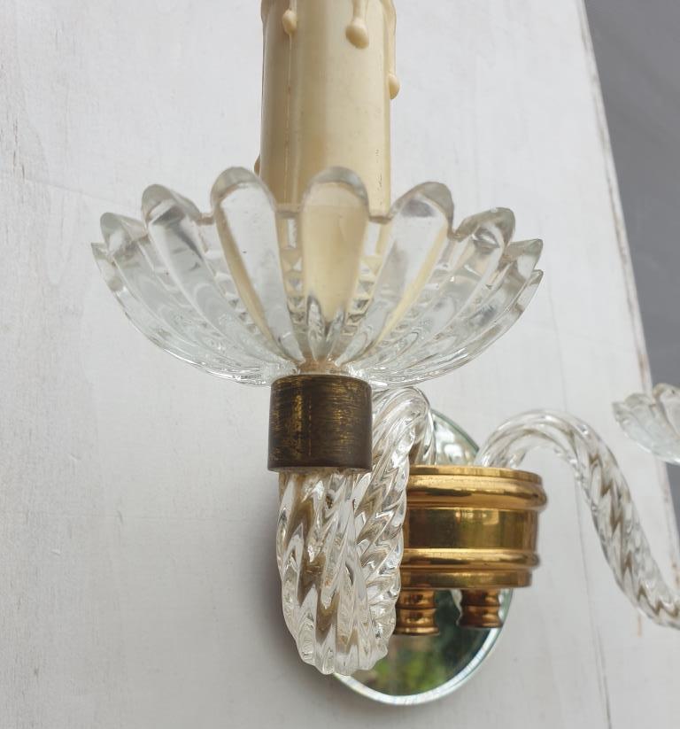 Applique 2 bras verre Murano vintage 1950