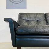 Vintage danish retro nili stoppmøbler 3 person sofa in black leather 1960s