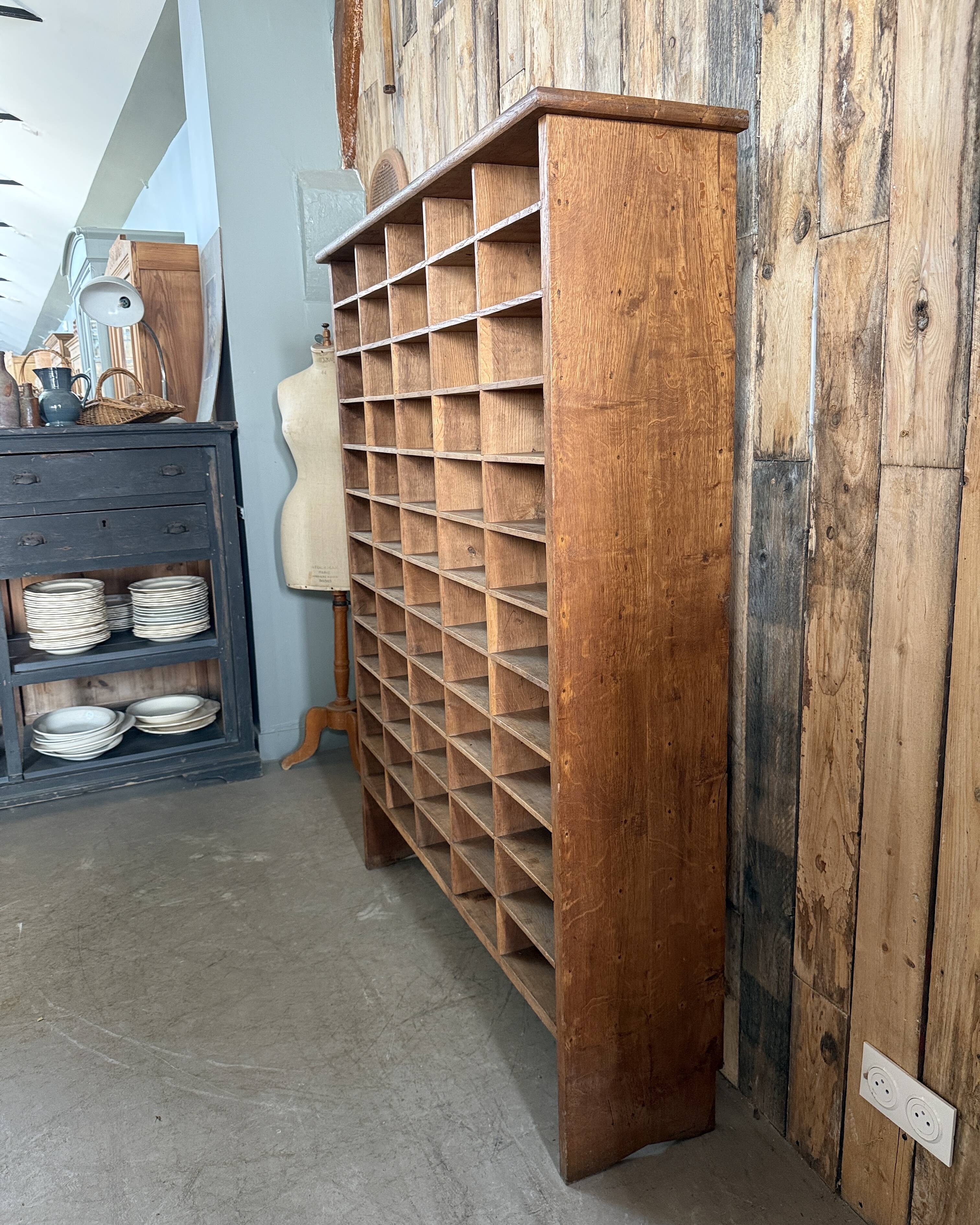 Large workshop sorting cabinet made of solid oak