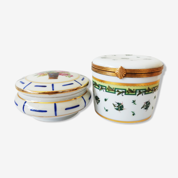 Set of two porcelain boxes of Limoges