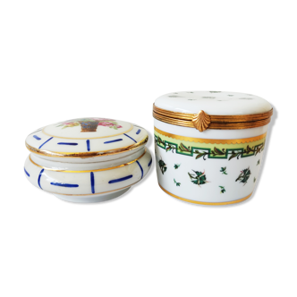 Set of two porcelain boxes of Limoges