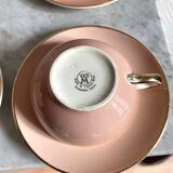 Set of seven pink Villeroy Boch porcelain cups