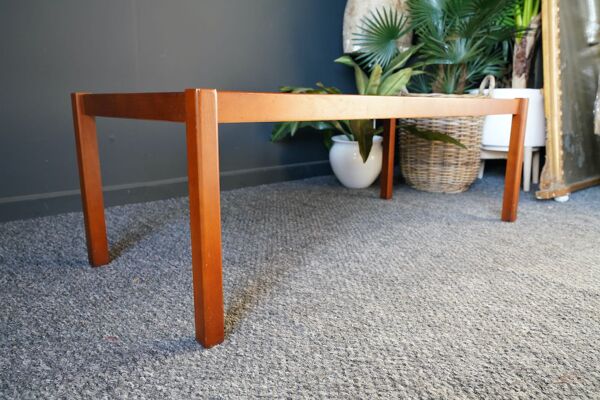 table basse Mid Century Vintage 1970s Paon Carrelé Surmonté Grande table basse