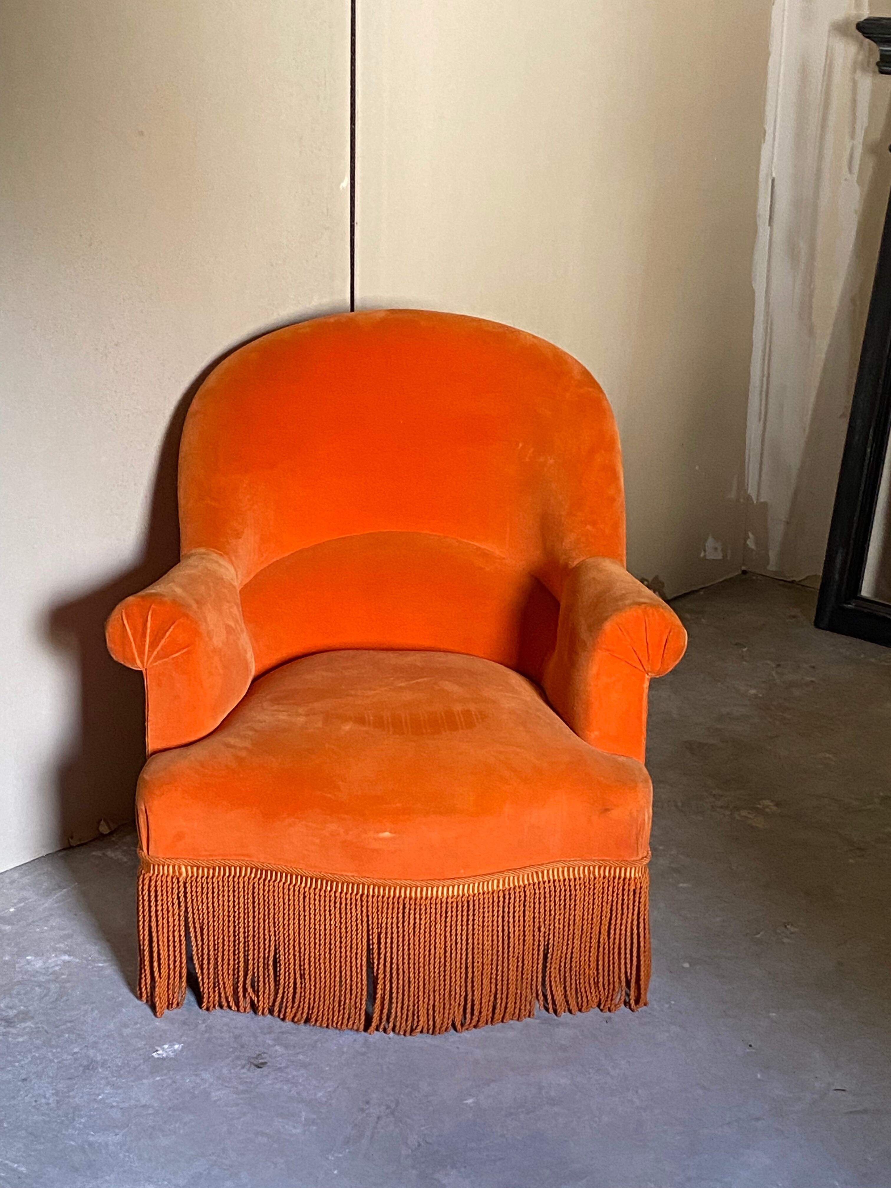 Fauteuil crapaud orange