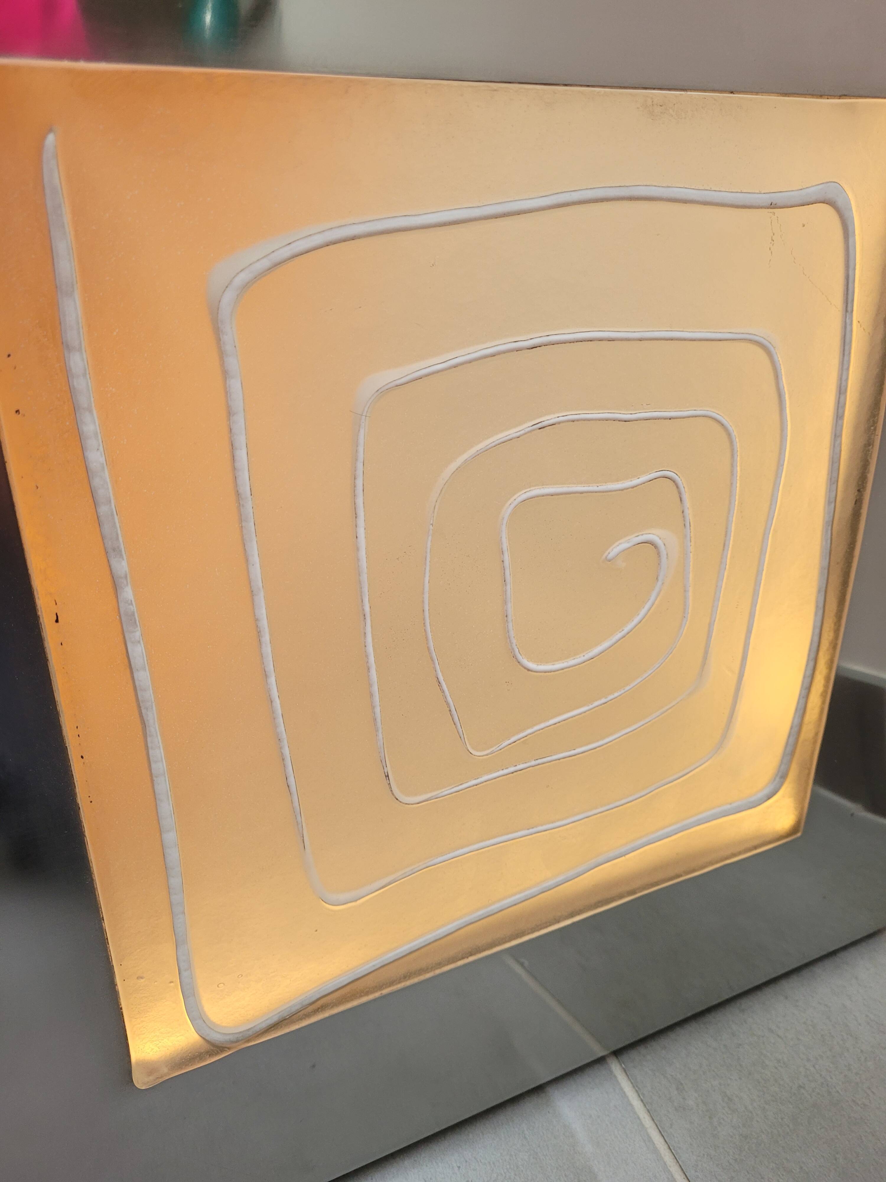 Wall light by Angelo Brotto, polished steel and Murano glass.