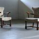 Vintage Danish Art Deco Pair of Armchairs in Solid Oak - 1940s