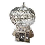 Vintage decorative hot air balloon aviary in wrought iron and wood – France, 1970s