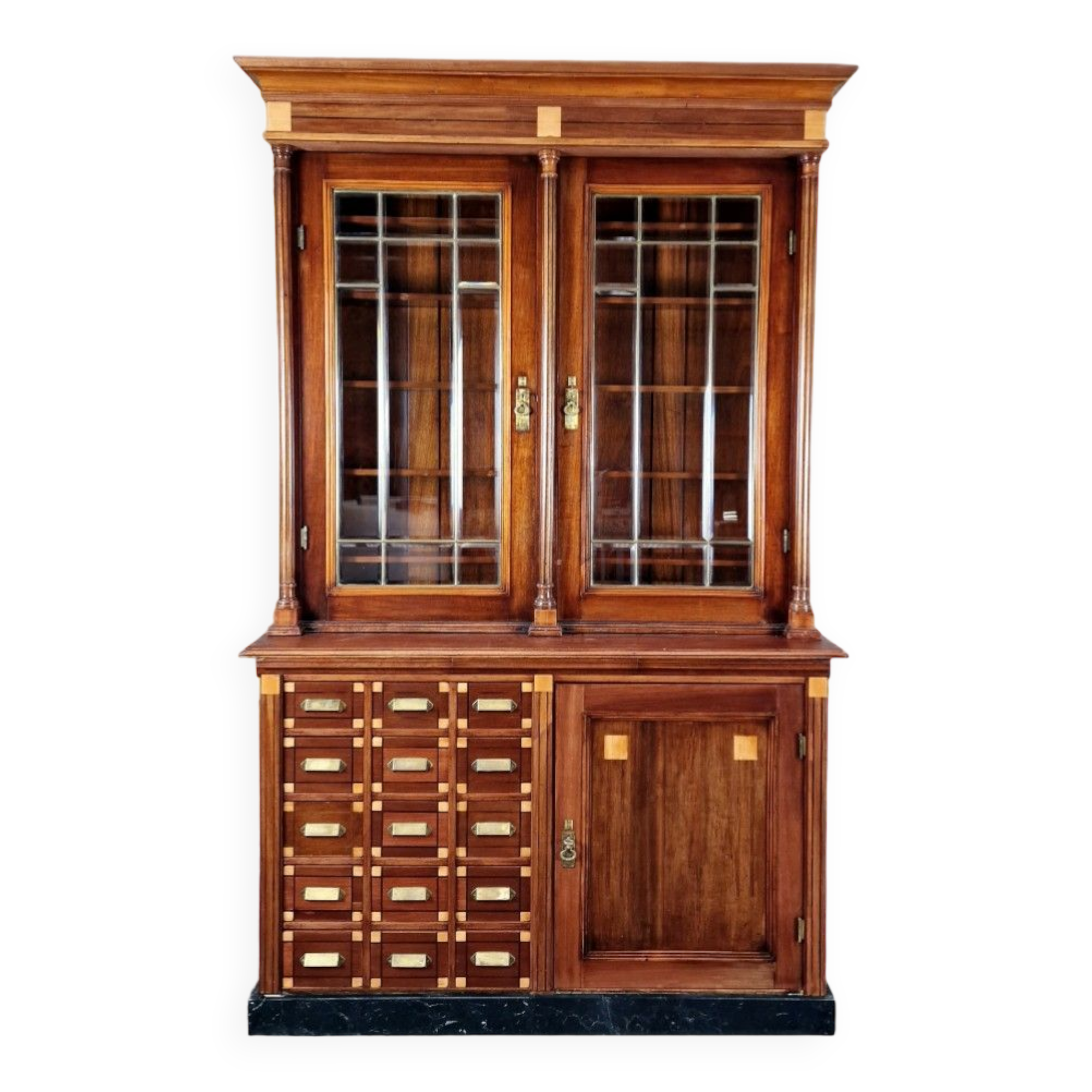 Armoire d’apothicaire Art Déco en acajou et marbre, 1909