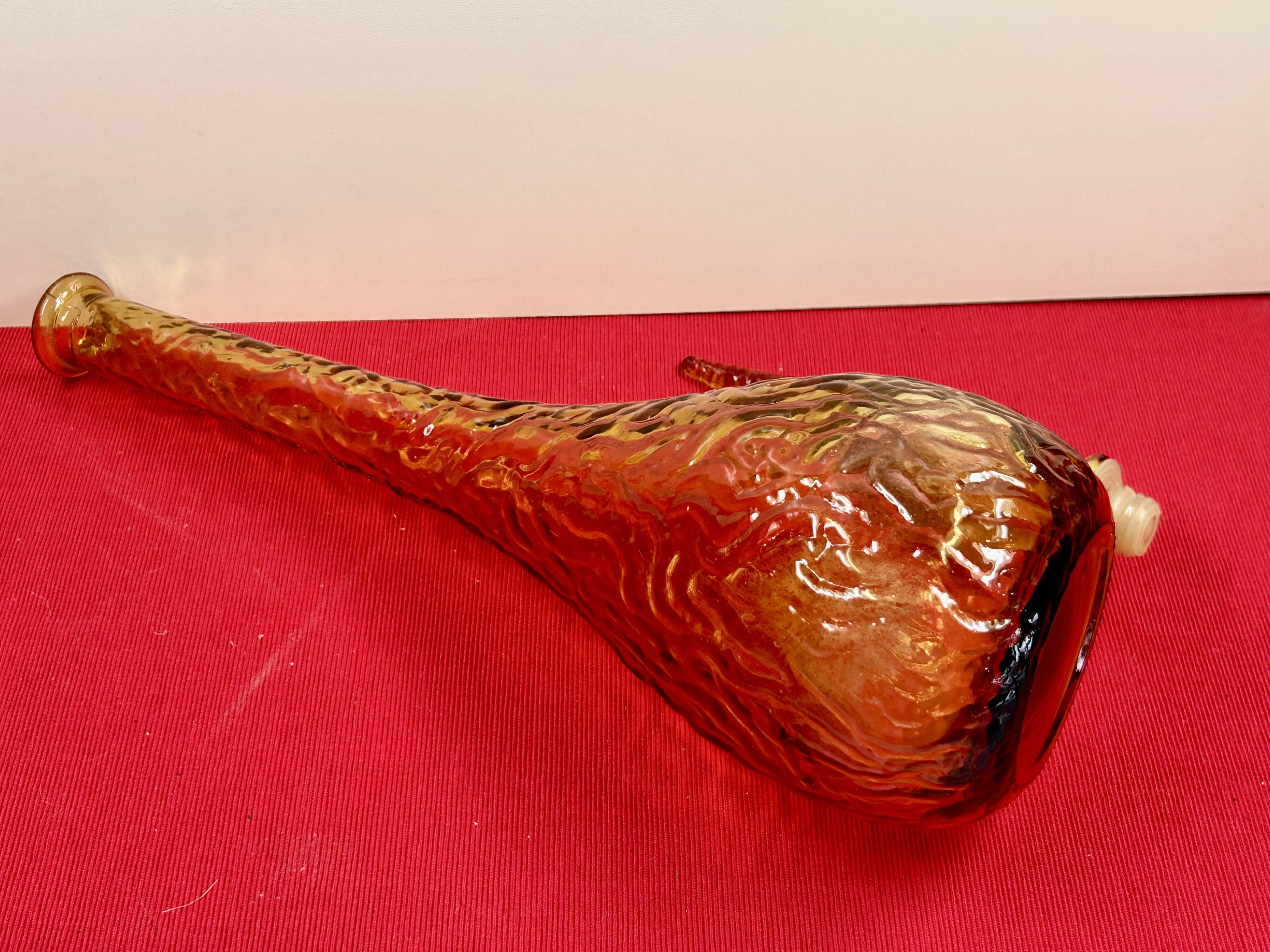 Large cathedral glass bottle circa 1970, probably Italy? 56 cm