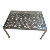 Coffee table wrought iron steel and thick glass unique impeccable condition