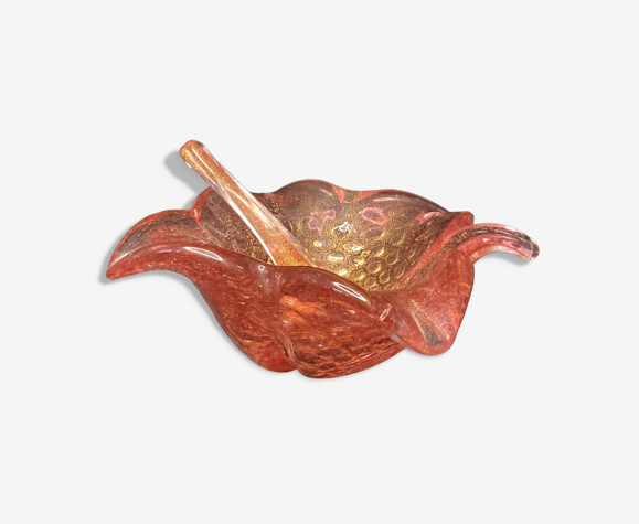 2211795 Murano, iridescent pink blown glass mortar with XXth century pestle