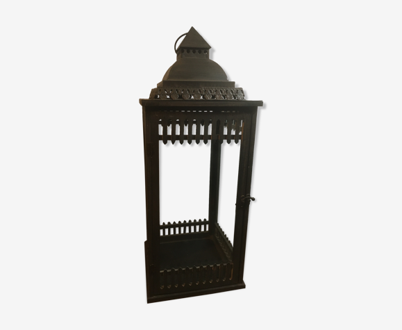 Lanterne photophore bois et fer