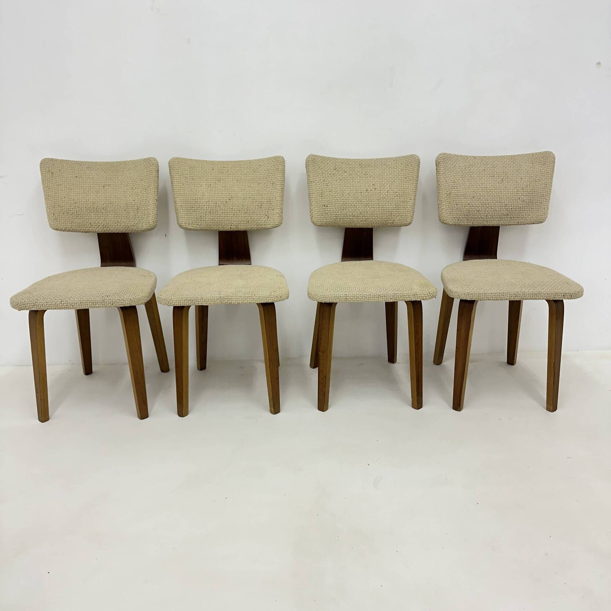 Set of 4 Dutch design by Cor Alons plywood dining chairs , 1960s