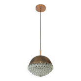 1/4 Vintage glass pendant light / brutalist copper bar lamps  MCM 1970s