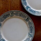 2 flat old plates (ø 25 cm) earthenware terre de fer creil montereau massena