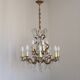 Lustre Cage 12 Lights Art Nouveau Bronze Glass and Crystal 5226
