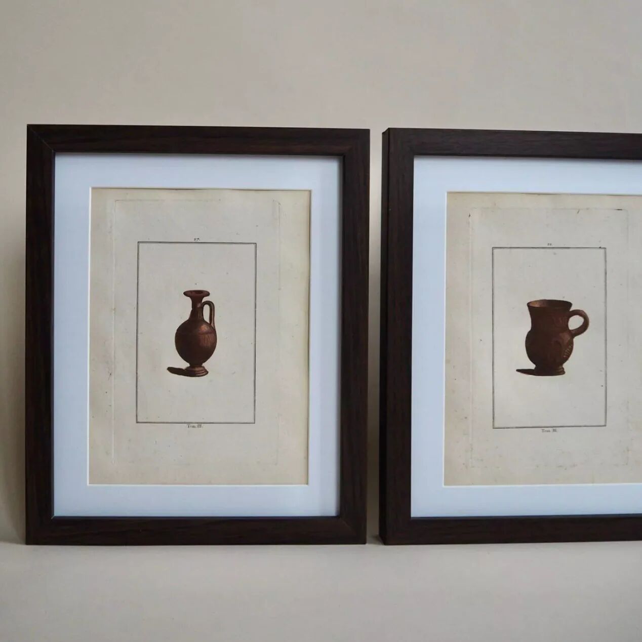 Triptyque de gravures poteries antiques anciennes