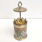Golden metal world map table cigarette holder