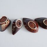 Jasba smoking set in brown red, four-piece Jasba ceramic set, table set, ashtray, candle holder hous