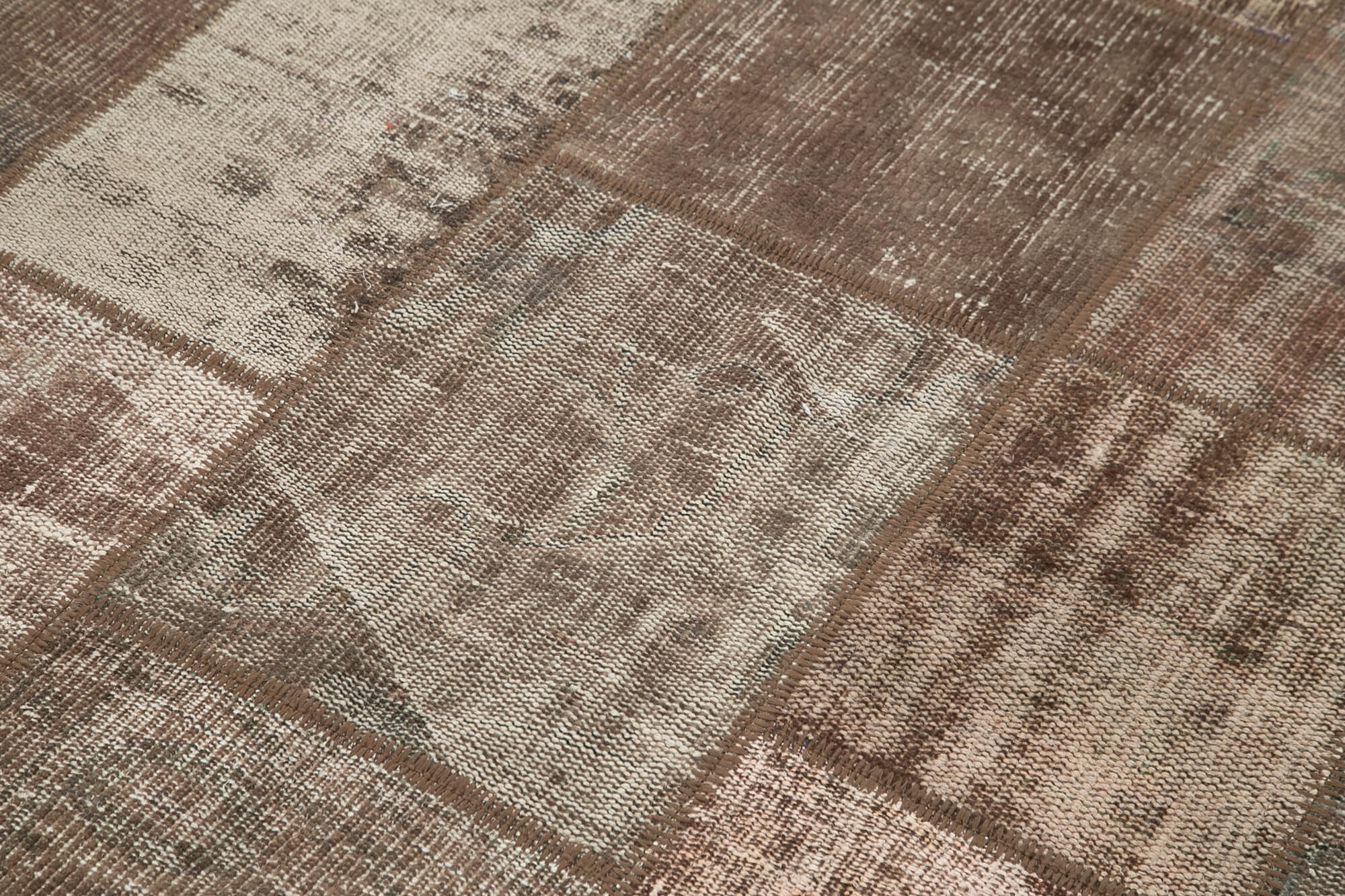 Handwoven Oriental Vintage 172 cm x 237 cm Brown Patchwork Carpet