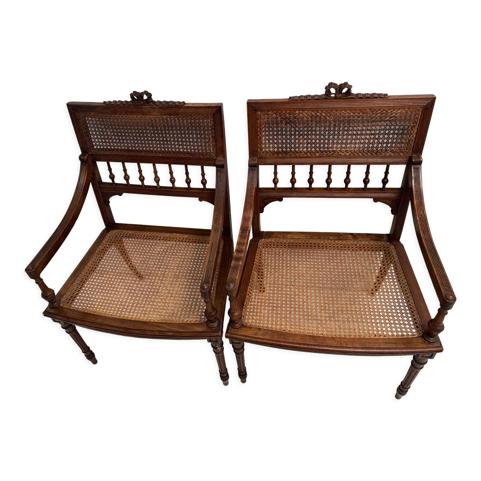 Paire de fauteuils cannés - Époque Louis XVI