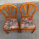 2 chaises bois massif chêne clair tissu fleurs