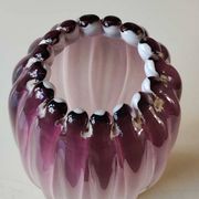 Organic floral vase. Blown glass in pink tones. Seguso Murano style