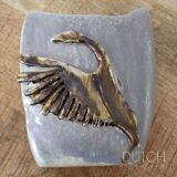 Vintage Ceramic Swan Vase, Studio Pottery Art, Rectangle Shape, Flying Bird