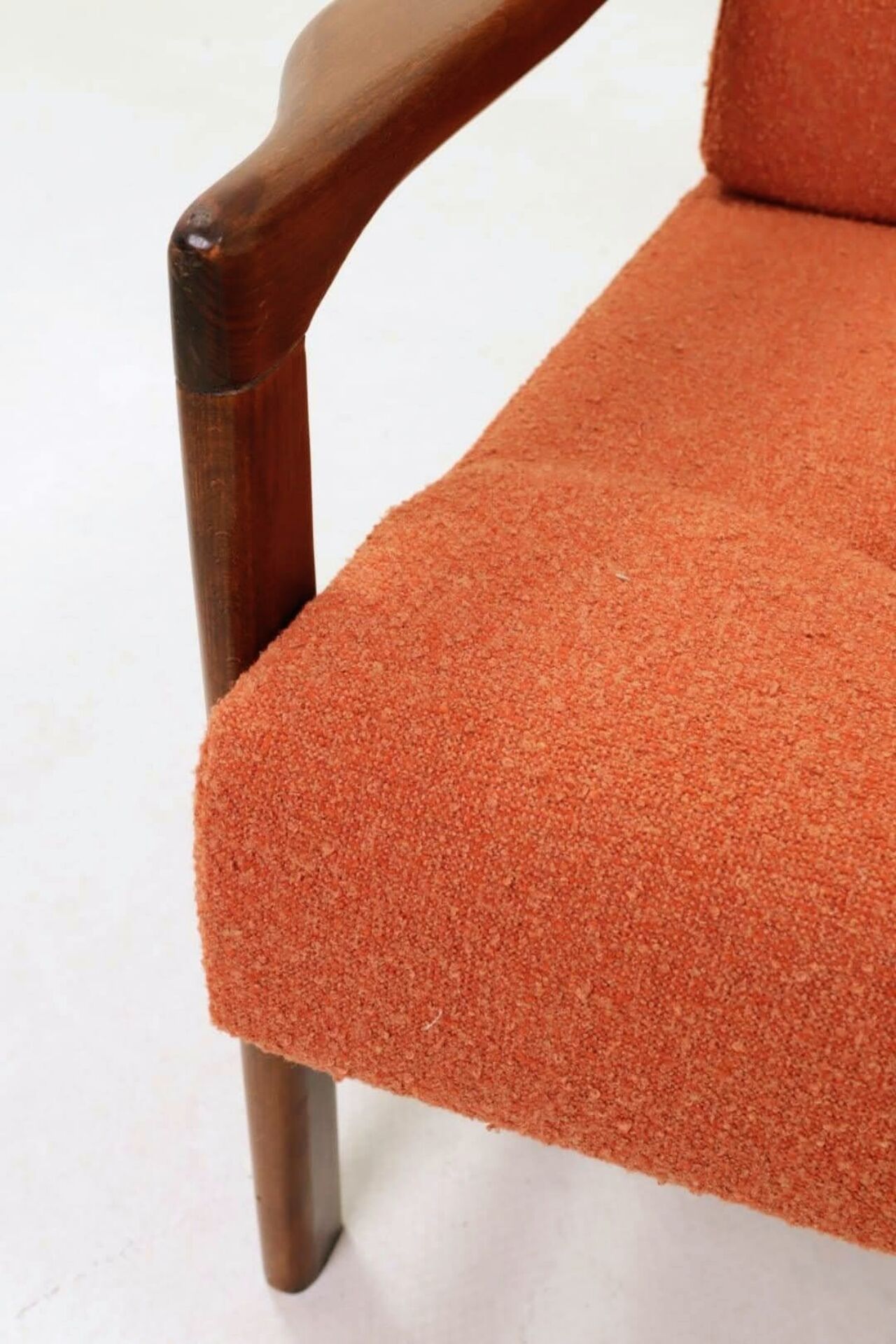 Vintage Armchair Orange Papaya Cushions, Poland, 1960