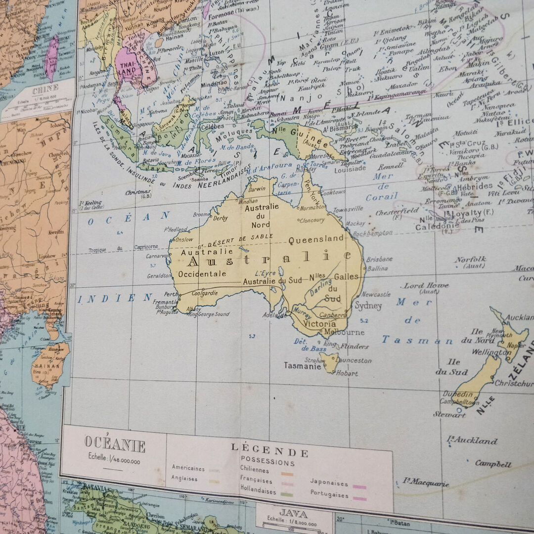 Ancient Pacific Ocean map and its archipelagos Edition Girard 99 by 65cm