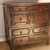 English chest of drawers; Charles II period, oak