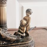 Cherub lamp and opaline globes