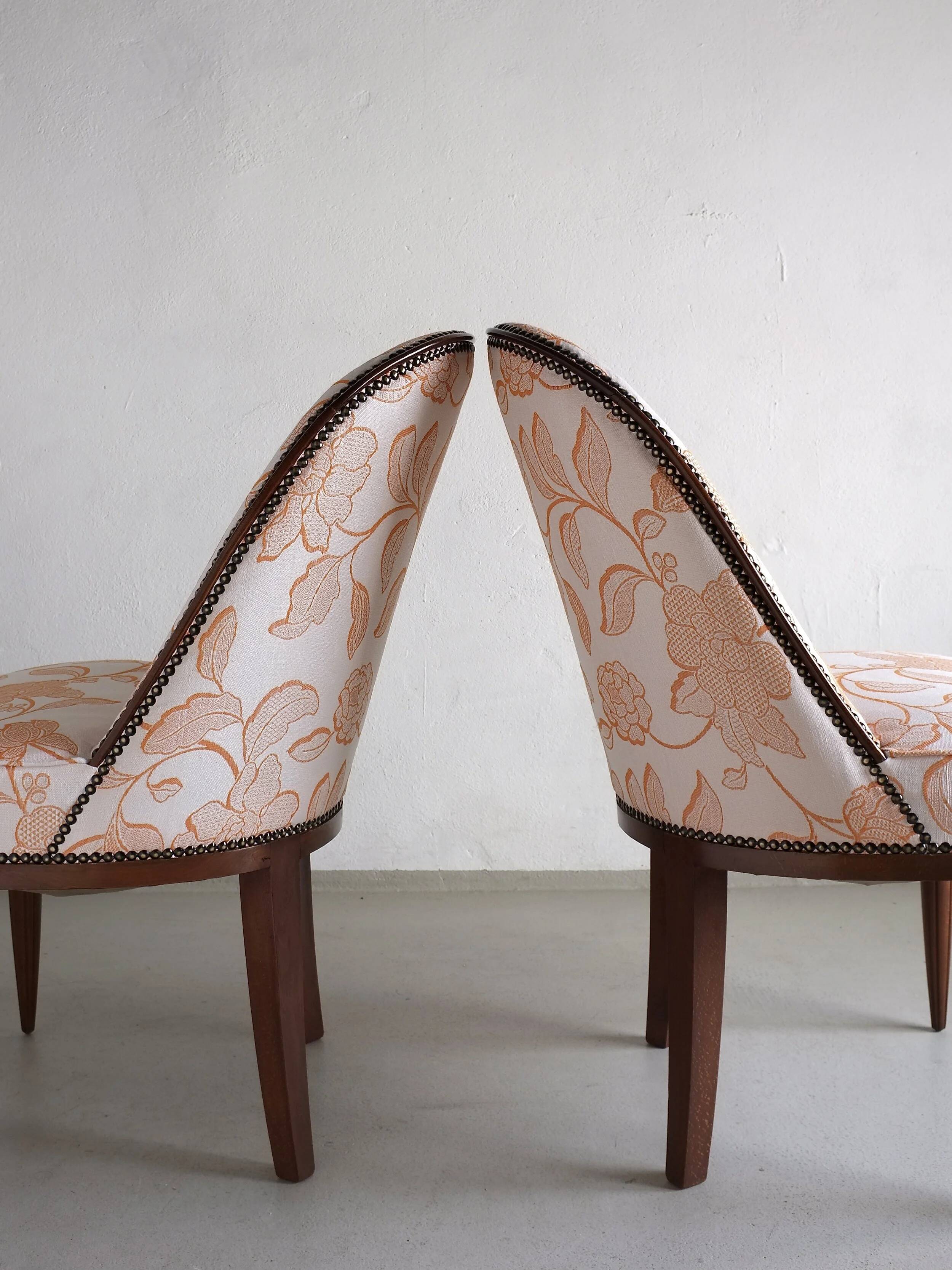 2 Art Deco mahogany curved back chairs | France | 1920s