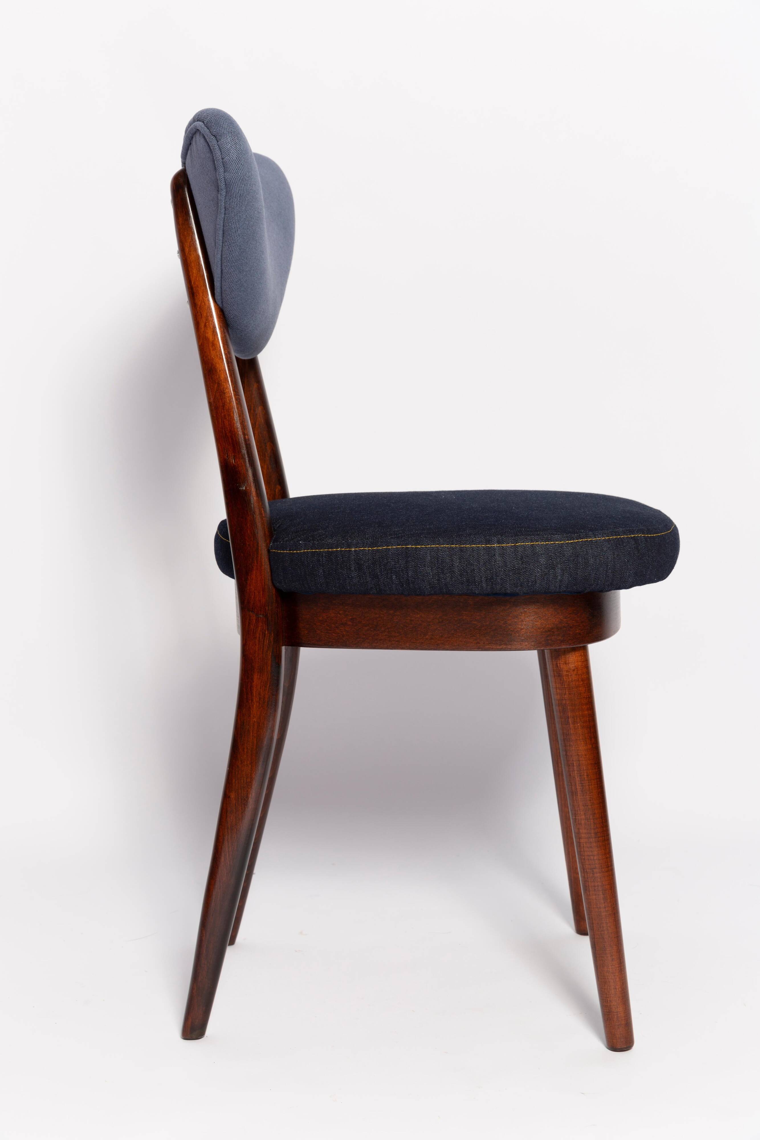 Chaise cœur en denim bleu moyen et foncé, milieu du 20ème siècle, Europe