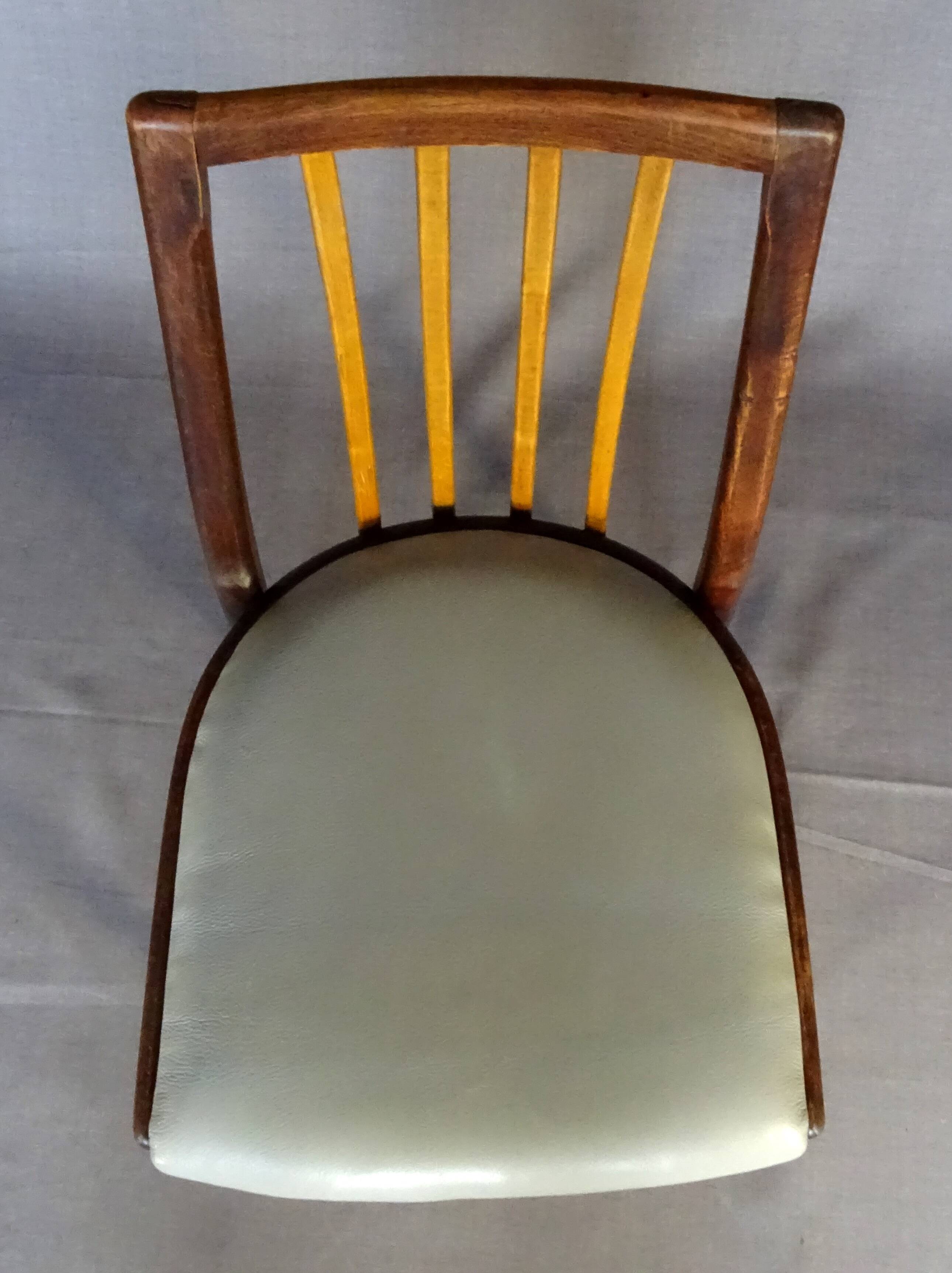 Set of 4 two-tone Thonet chairs from 1960, with grey leather seats.