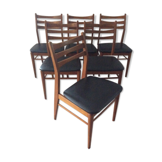 Série de 6 chaises scandinaves des années 60