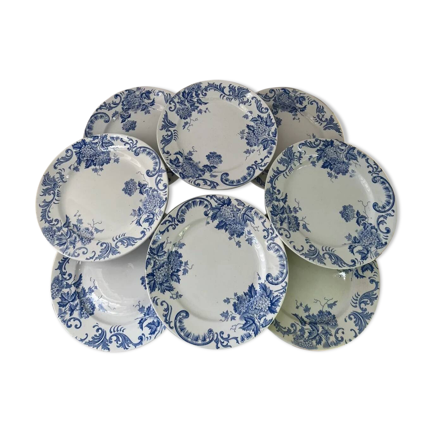 Set of 8 Terre de Fer Saint Amand & Hamage Snowball Plates