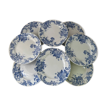 Suite de 8 assiettes Terre de Fer Saint Amand & Hamage Boule de neige