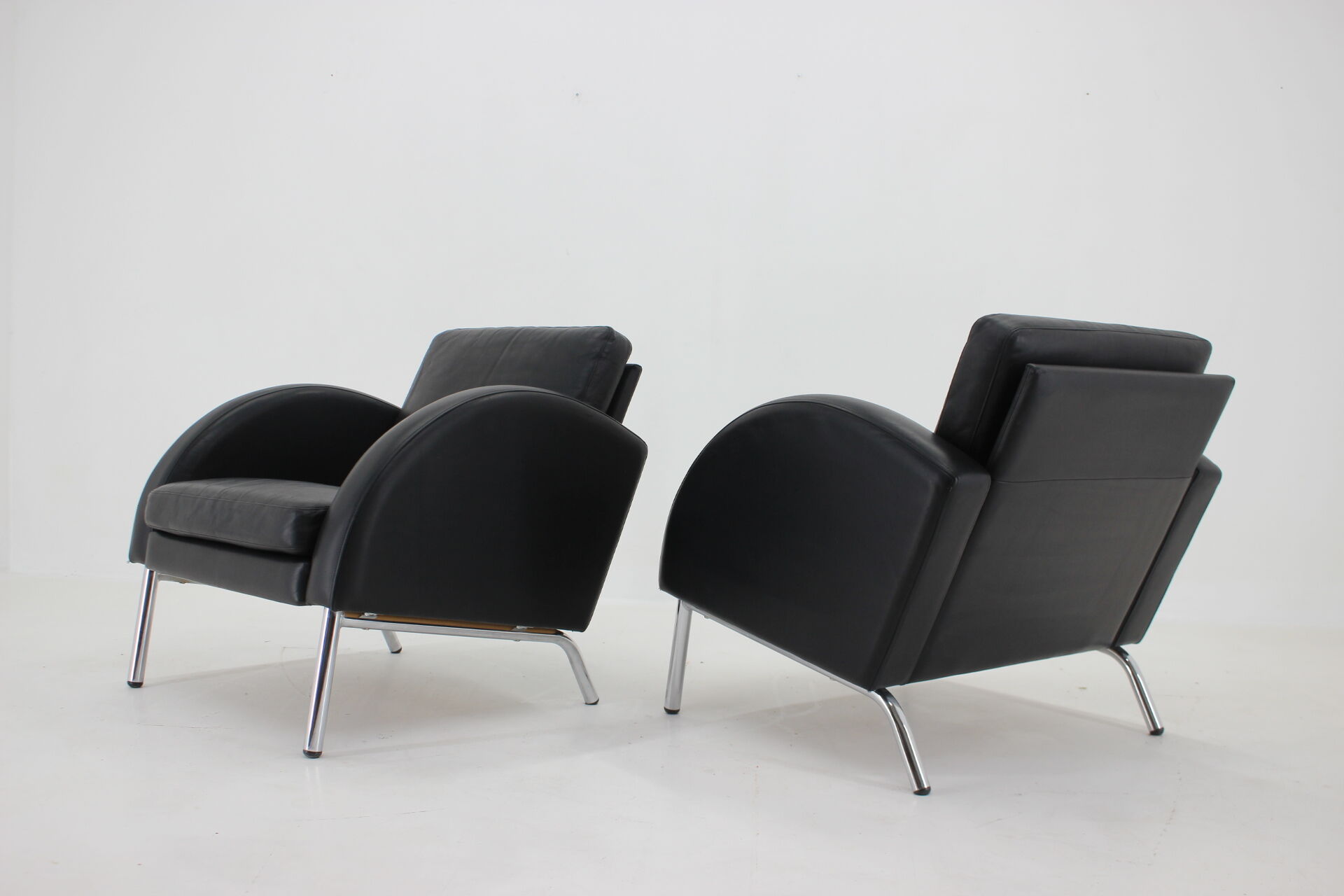 1970s  Pair Of Leather Armchairs ,Czechoslovakia
