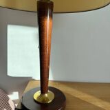 Lampe de table vintage en bois et laiton